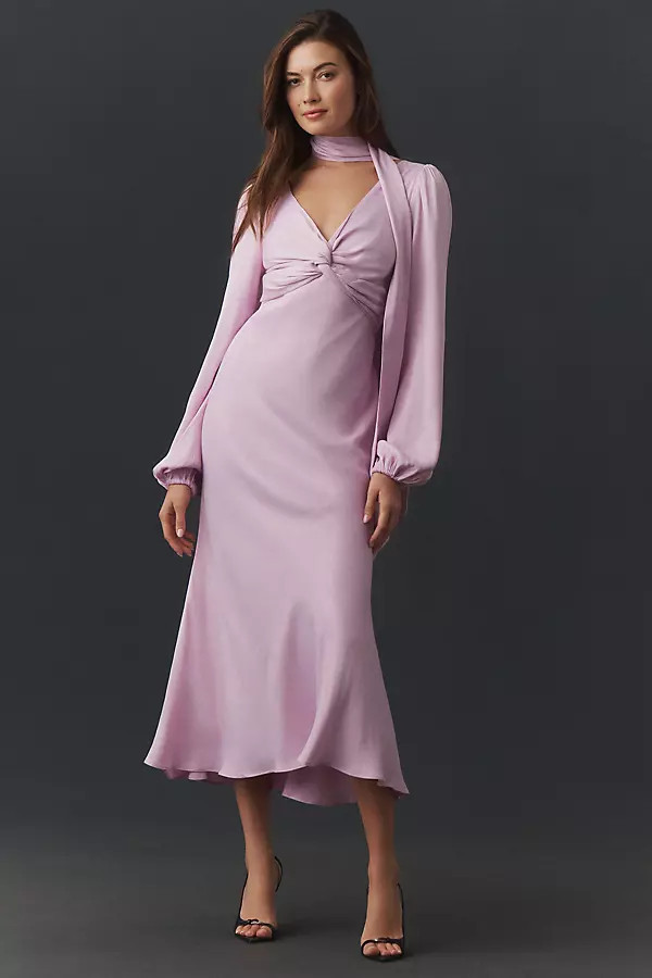Long-Sleeve Scarf-Neck A-Line Dress | Anthropologie (US)