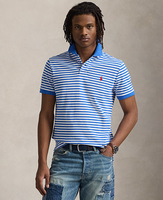 Men's Classic-Fit Striped Mesh Polo Shirt | Macy's