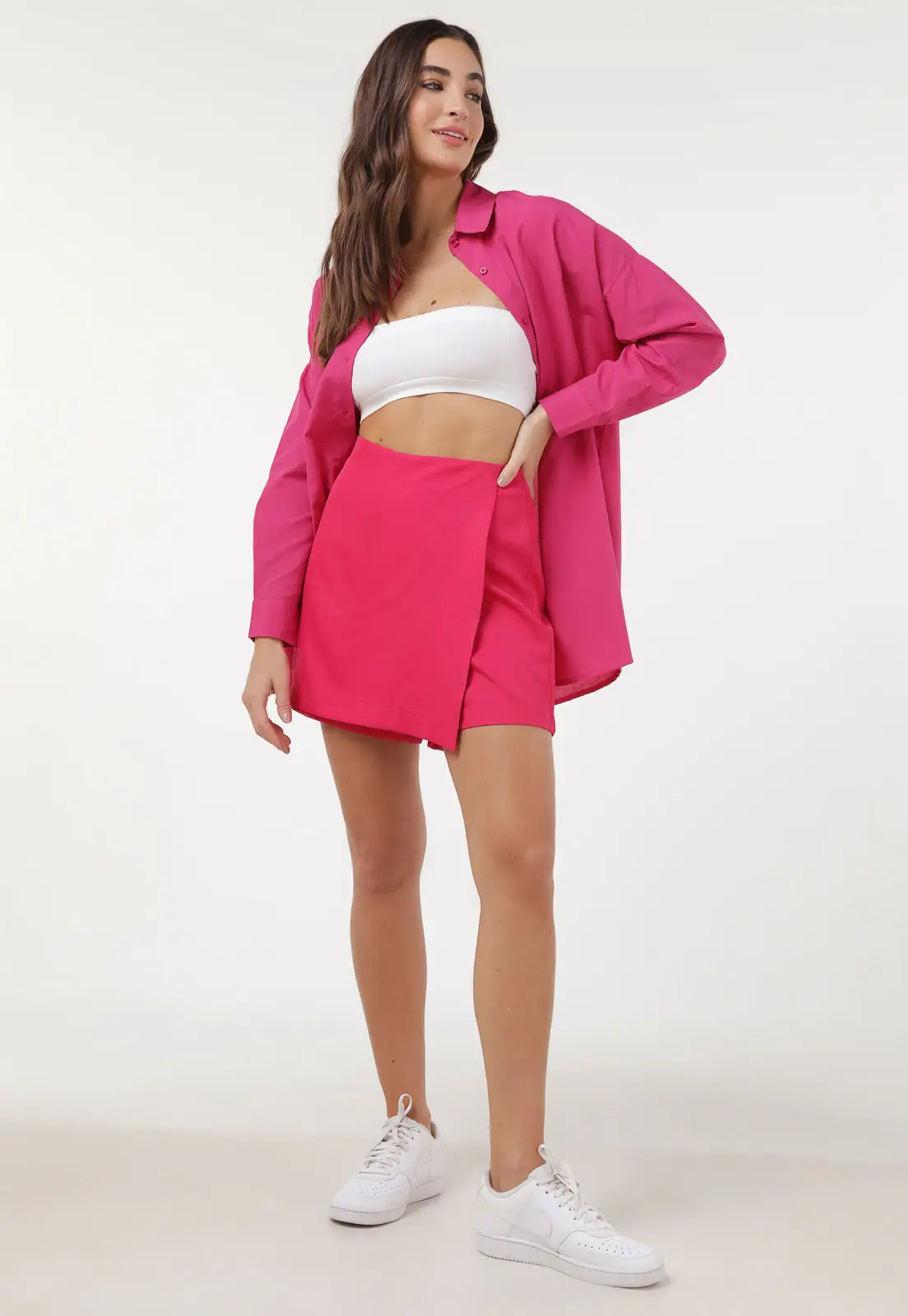 Short-saia FiveBlu Sobreposição Rosa | Dafiti (BR)