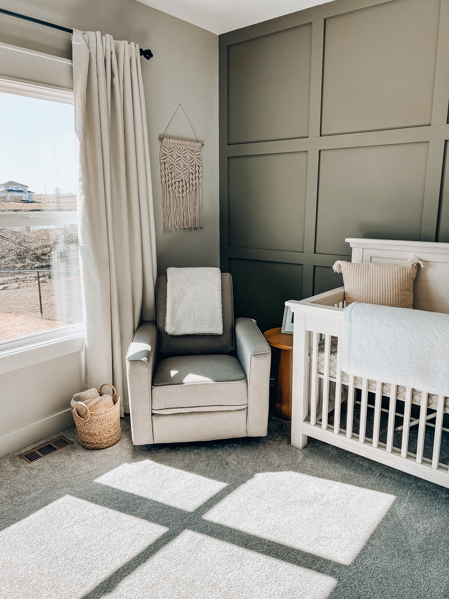 Loving our Neutral Nursery! Added a trim accent wall to give the room more flavor. All neutral decor mixing earth tons with tans and grey. Baby crib. Homemakers style. Cute nursery 

#LTKbaby #LTKhome #LTKfamily