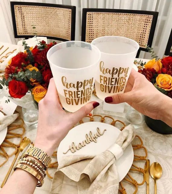 Happy Friendsgiving Frost Flex Thanksgiving Cups, Shatterproof Party Cups, Friendsgiving decor, T... | Etsy (US)