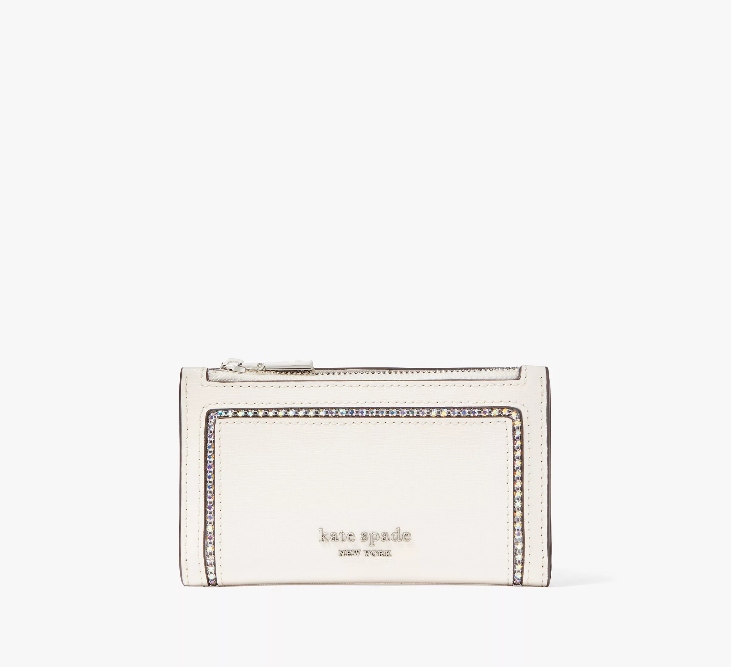 Kate Spade Morgan Crystal Inlay Small Slim Bifold Wallet, Parchment | Kate Spade (US)