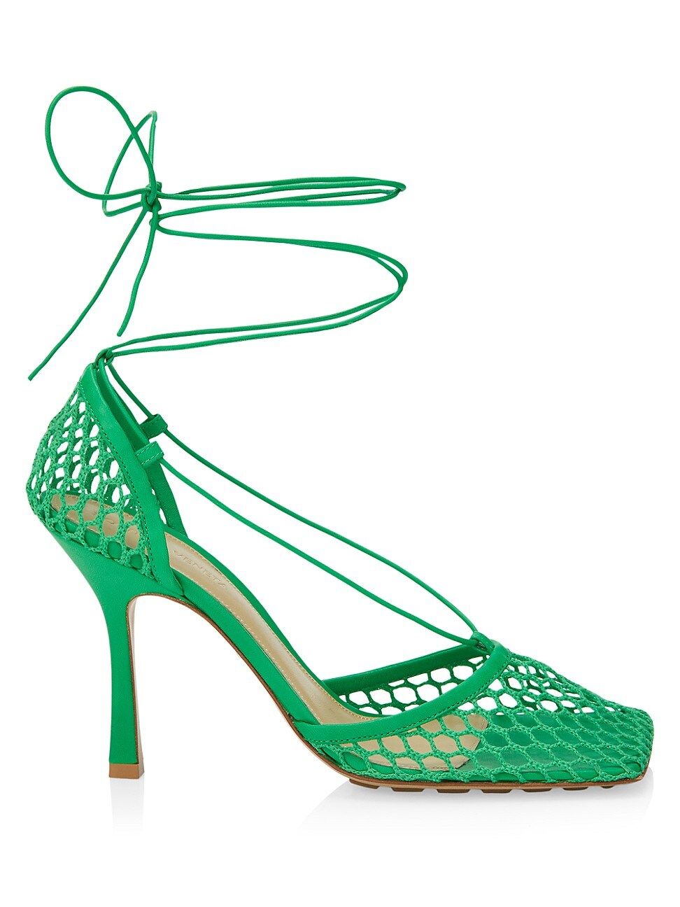 Bottega Veneta Women's Stretch Square-Toe Ankle-Strap Mesh Pumps - Grass - Size 7.5 | Saks Fifth Avenue