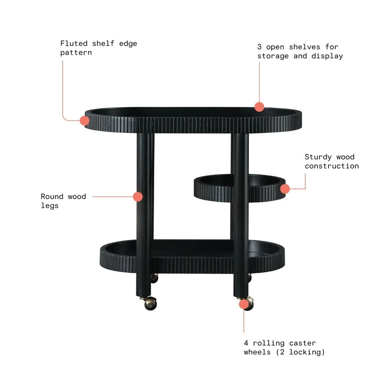 Beautiful Drew Bar Cart by Drew Barrymore, Black - Walmart.com | Walmart (US)