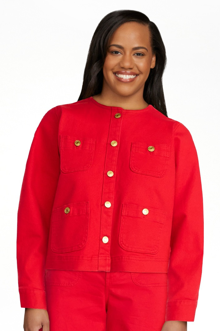 Free Assembly Women's Collarless Denim Jacket, Sizes XS-XXL | Walmart (US)