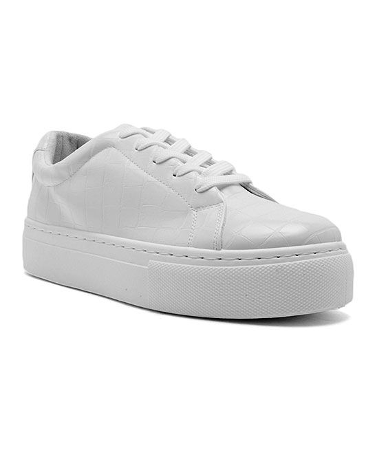 White Croc-Embossed Royal Platform Sneaker - Women | Zulily