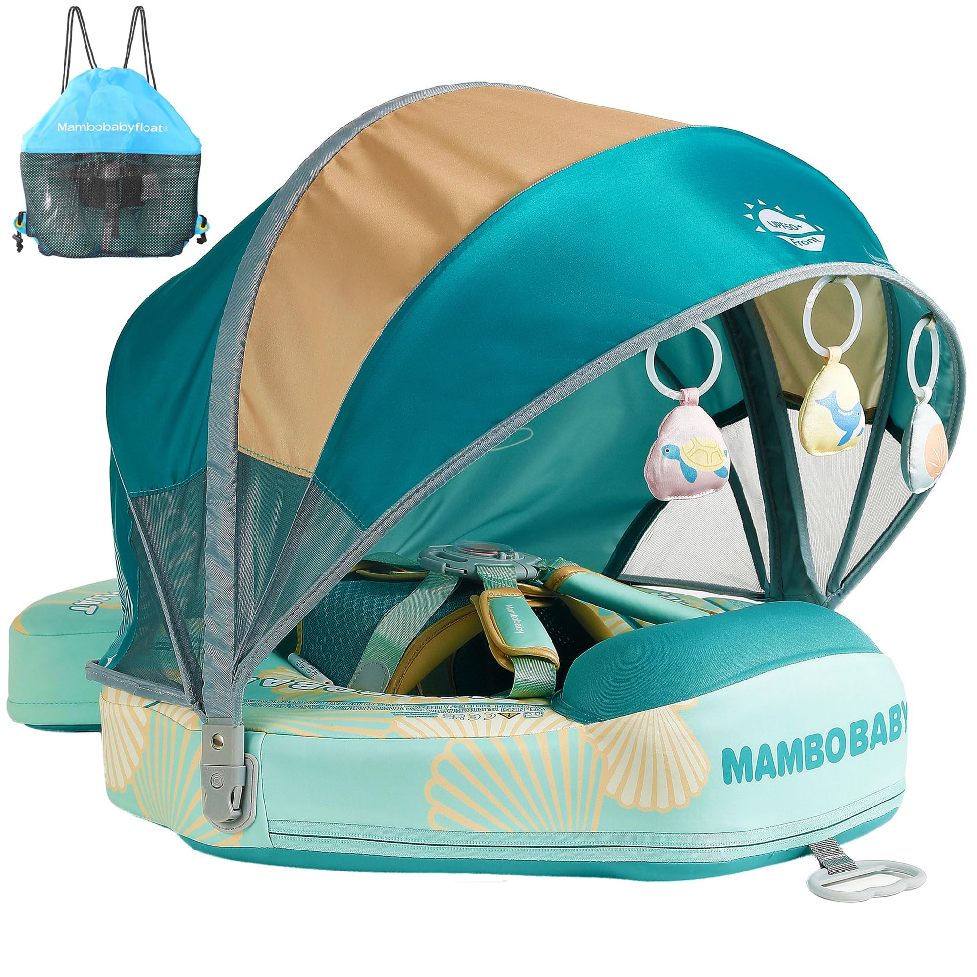 Mambobaby Float Add Tail Baby Swim Float with Canopy Solid Pool Infant Swim Trainer Swimming Trai... | Amazon (US)