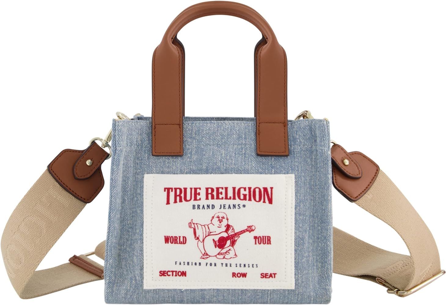 True Religion Tote Bag, Women's Mini Travel Shoulder Bag with Adjustable Strap | Amazon (US)