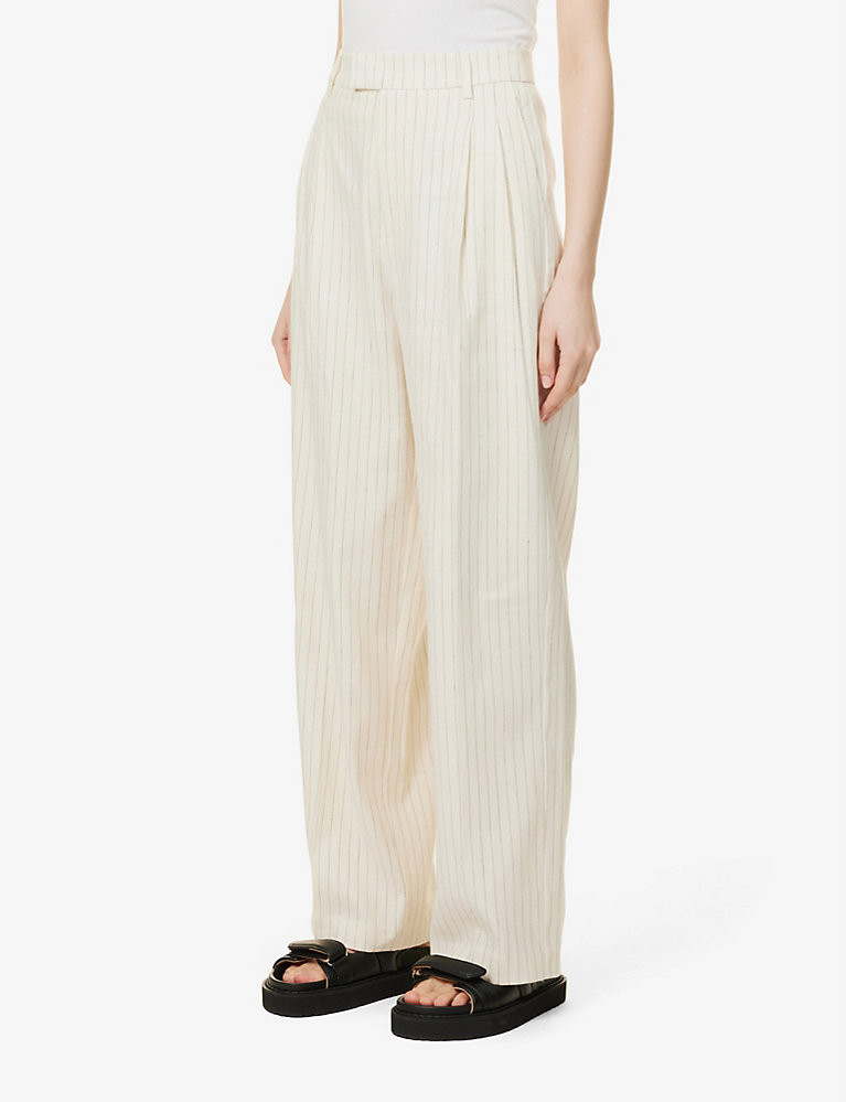 Marnie striped straight-leg mid-rise linen-blend trousers | Selfridges