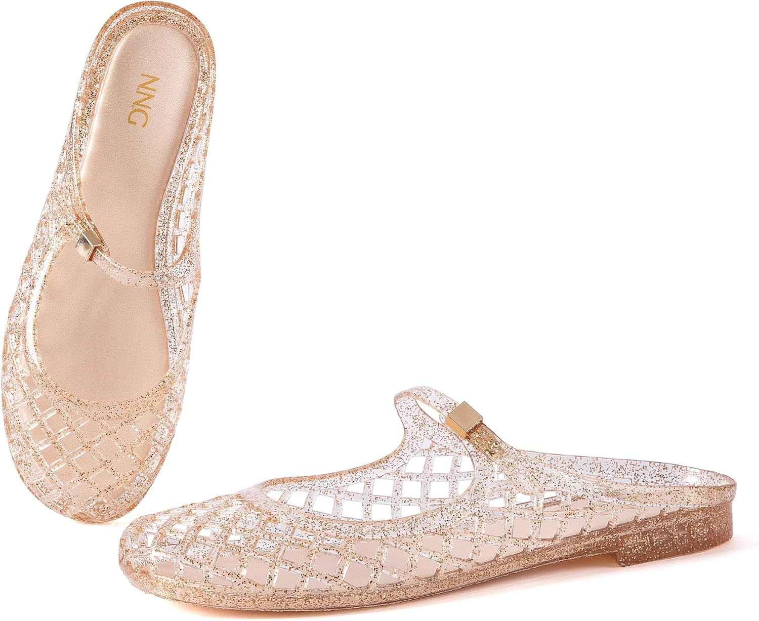 Women Mary Jane Jelly Mule Flat Sandals Waterproof Beach Pool Comfort Soft Insole Breathable Hollow Quick-Dry Summer Adjustable Buckle Strap Water Slides | Amazon (US)