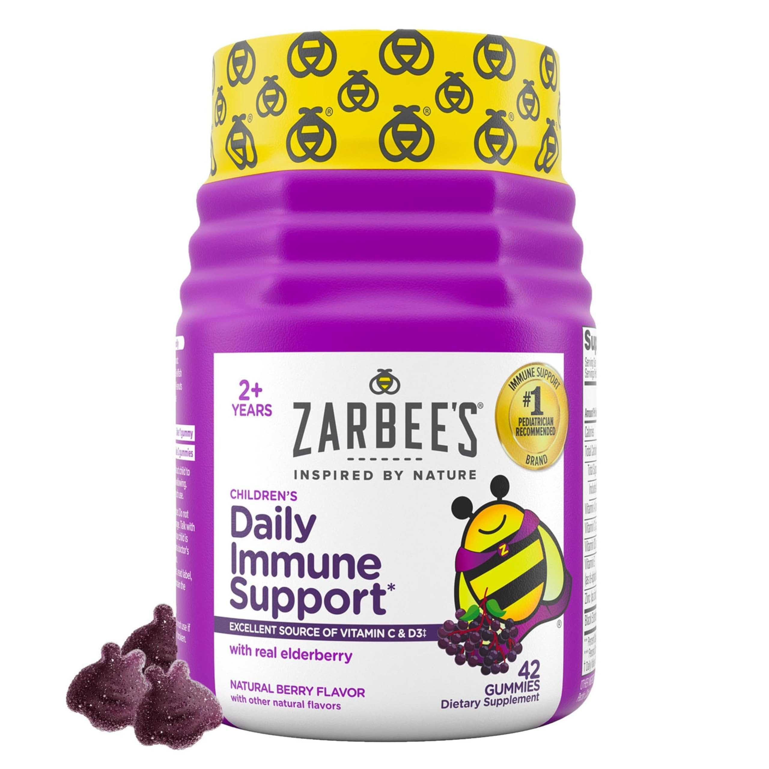 Zarbee's Children's Daily Immune Support Gummies with Real Elderberry + Vitamins A, C, D, E & Zin... | Amazon (US)
