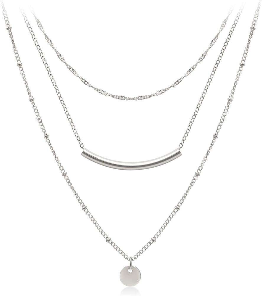 Aisansty Dainty Layered Choker Necklaces Handmade Coin Tube Star Pearl Pendant Multilayer Adjusta... | Amazon (US)