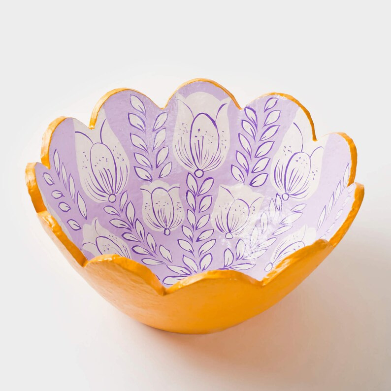 Tulip Paper Mache Scalloped Bowl perfect gift ready for spring | Etsy (US)