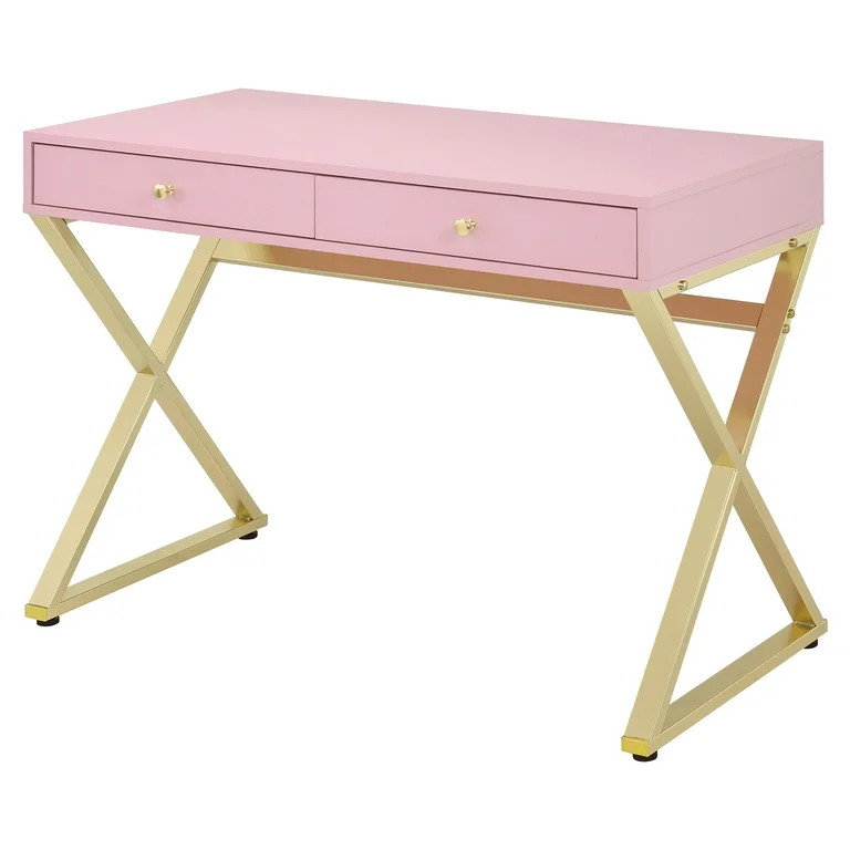 ACME Coleen Writing Desk in Pink and Gold | Walmart (US)