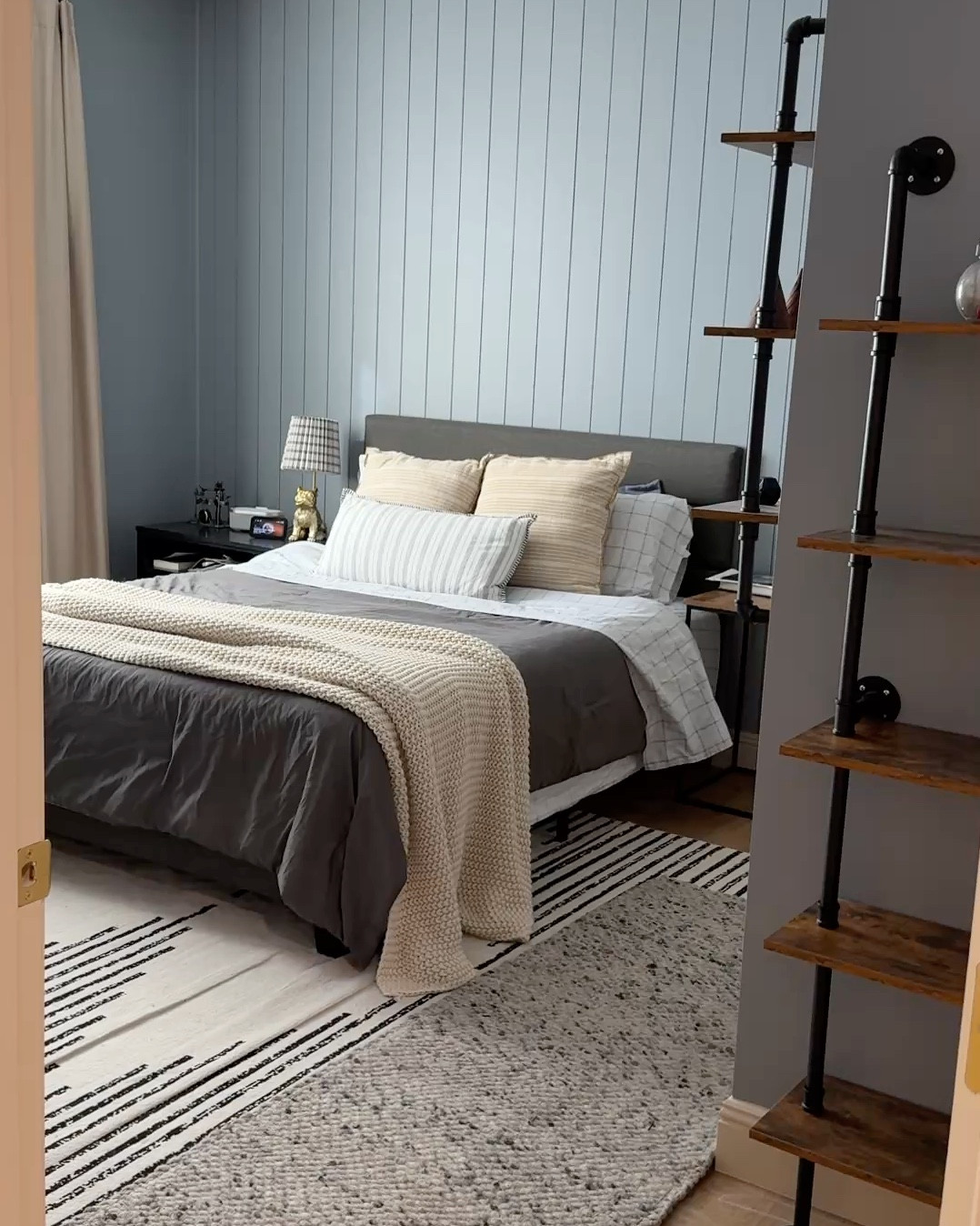 I love these industrial shelves. He can easily put all his books or knick-knacks on here. #boysroom #teenboy 

#LTKHome