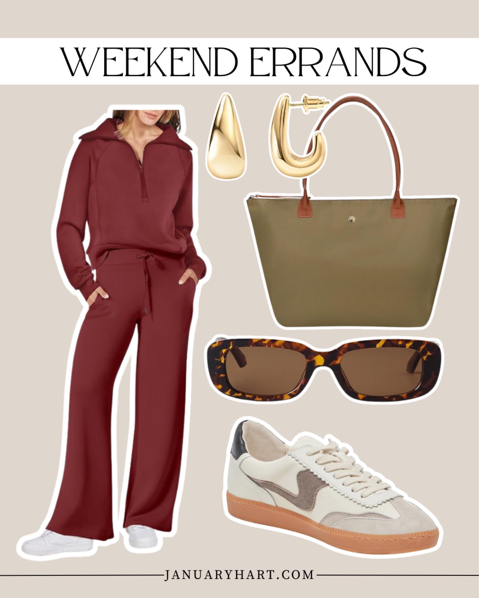 October Lookbook 🍁

Fall casual outfit ideas, two piece pant set, weekend outfit ideas, sneakers, sunglasses, neutral outfit idea

#LTKOver40 #LTKStyleTip #LTKFindsUnder100