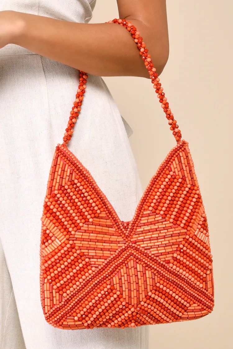 Sunny Element Orange Beaded Shoulder Bag | Lulus