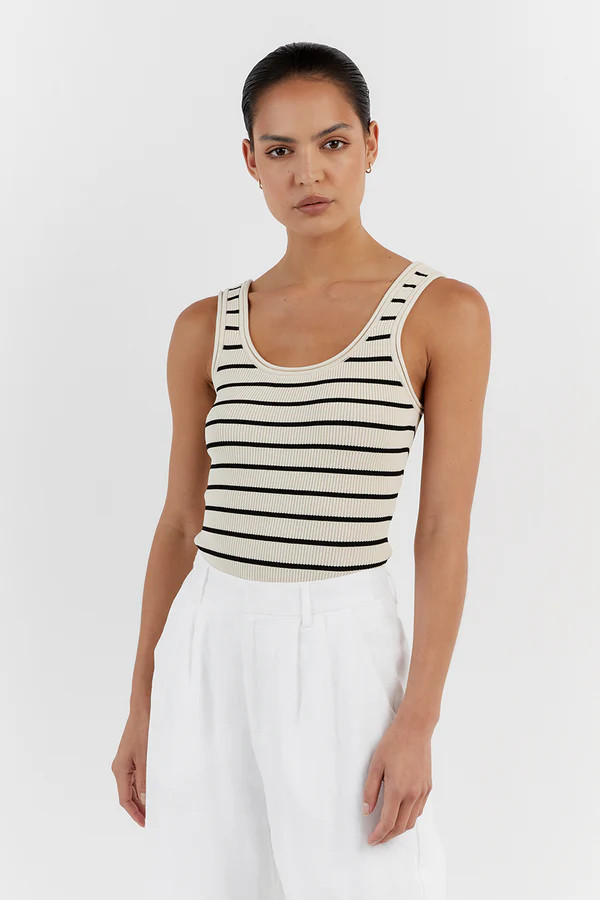 BILLIE BUTTER STRIPE KNIT TANK | DISSH