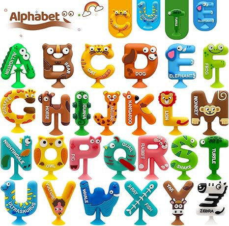 26pcs Alphabet Bath Toys for Toddlers , Educational Suction Bath Toys with Animal Letters, Montes... | Amazon (US)