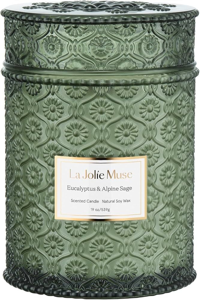 LA Jolie Muse Scented Candles Eucalyptus & Alpine Sage, Large Wood Wicked Candles, Decorative Can... | Amazon (US)