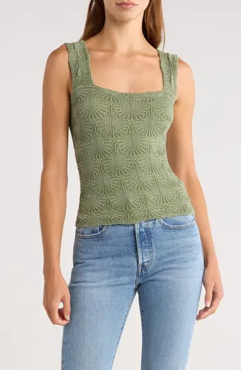 Free People Love Letter Floral Knit Camisole in Grey at Nordstrom, Size Medium | Nordstrom
