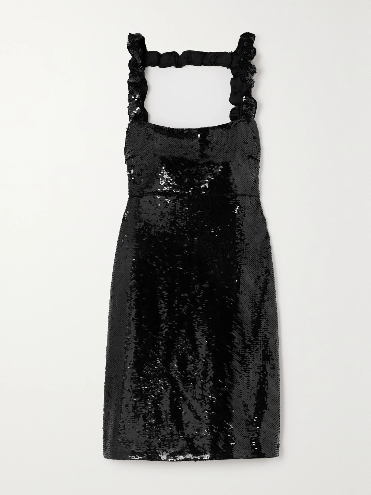 GANNI - Sequined Recycled-satin Mini Dress - Black | NET-A-PORTER (US)