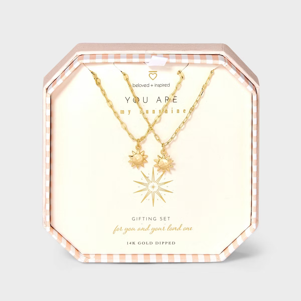 Beloved + Inspired 14K Gold Dipped Sun Pendant Chain Necklace Set 2pc - Gold | Target