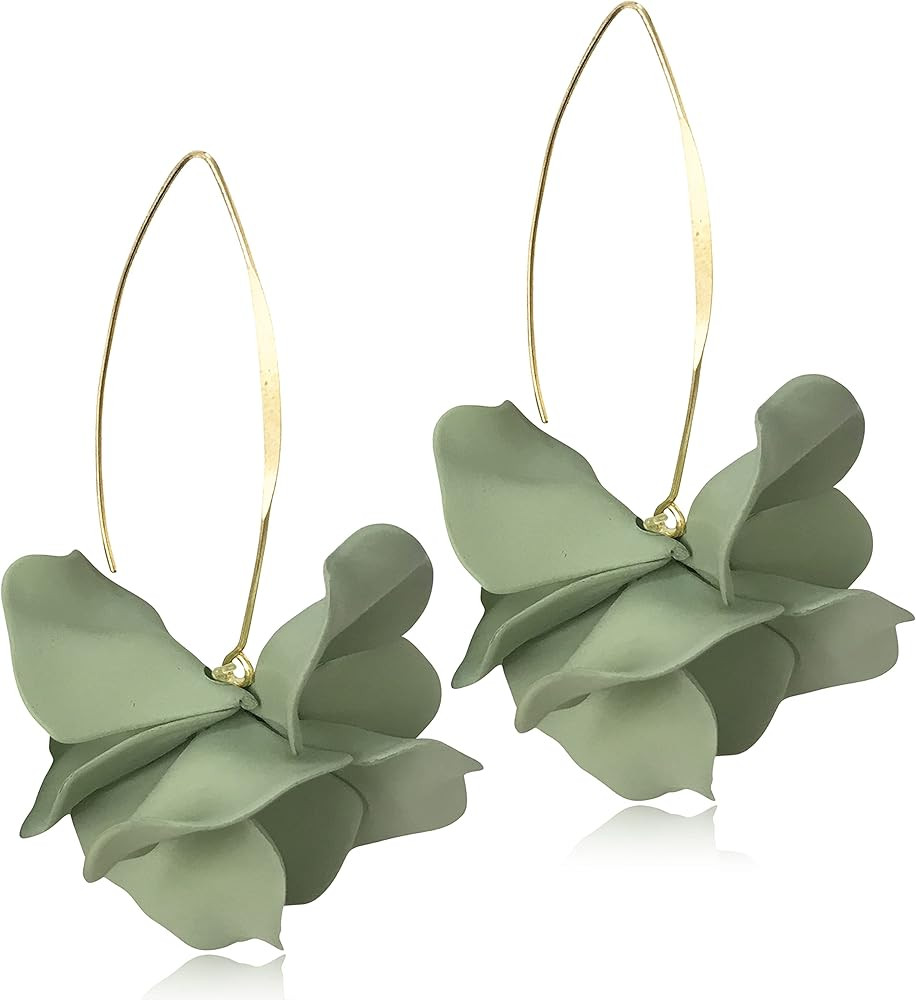 JIUIQL Handmade Bohemian Matt Acrylic Large Flower Dangle Drop Earrings Unique Exaggerated Europe... | Amazon (US)