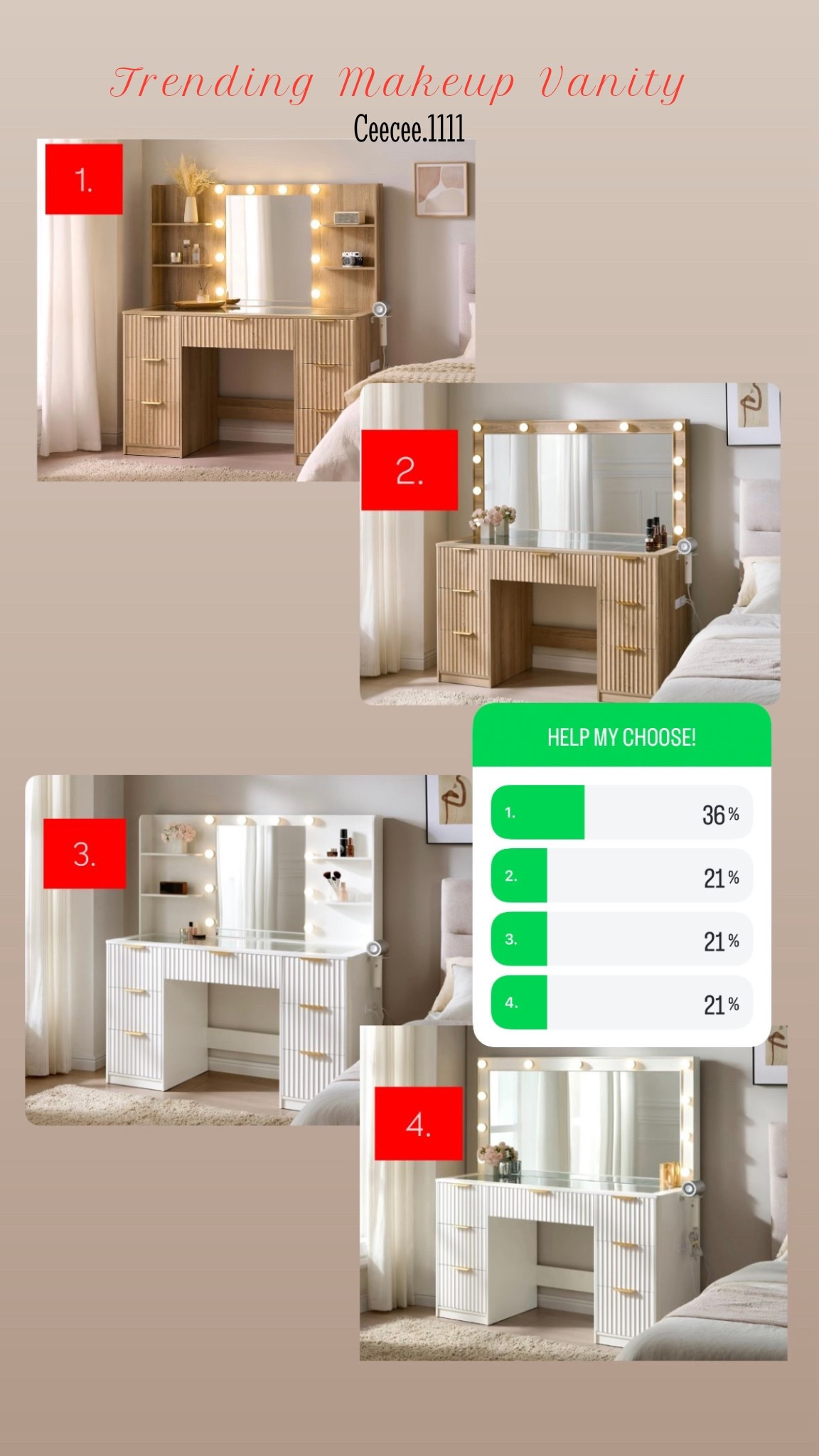 Help! Which style vanity would you go with for your teen girl!? #makeupvanity #vanity #makeup #grwm #teengiftidea #girlgifts #girlygirl 

#LTKHome #LTKSaleAlert #LTKCyberWeek