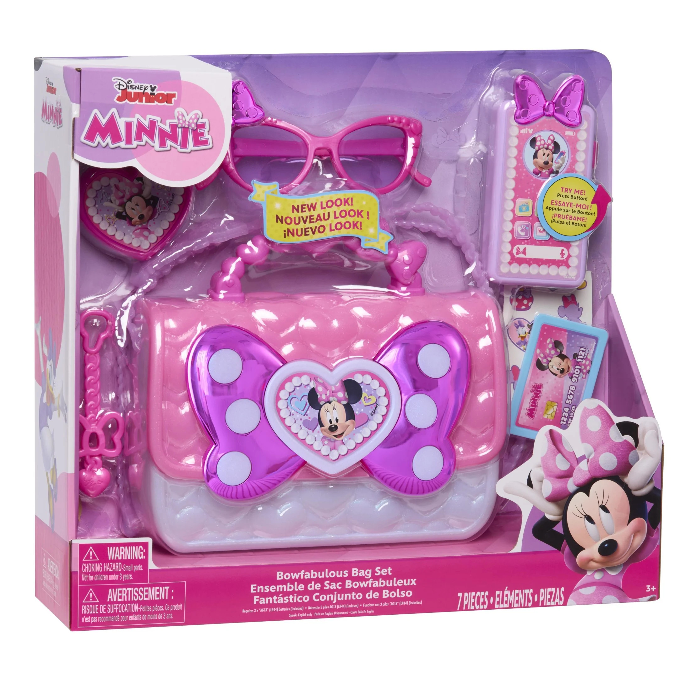 Disney Junior Minnie Mouse Bowfabulous Bag Set, 7-piece, Pretend Play, Kids Toys for Ages 3 Up | Walmart (US)