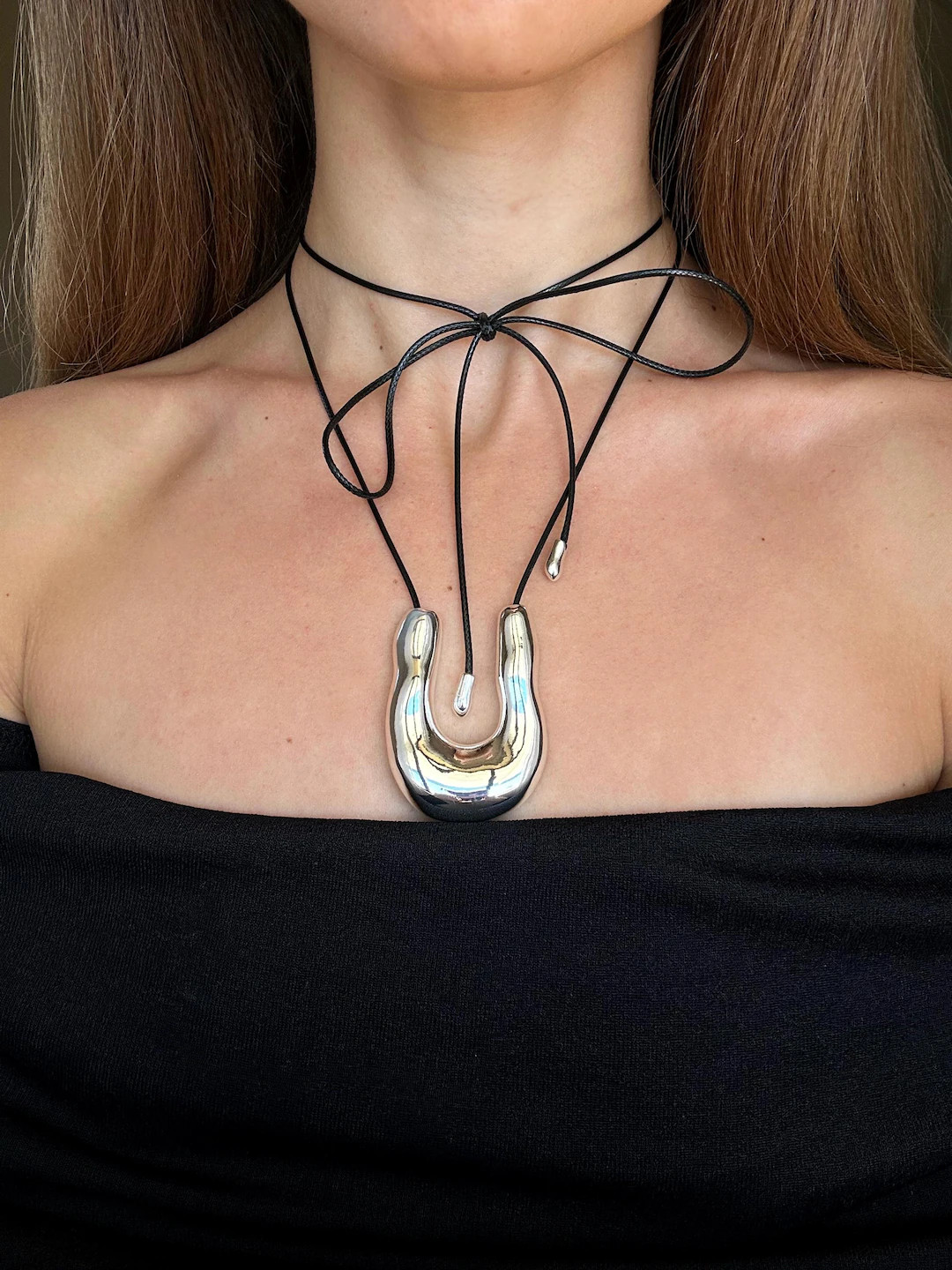 Chunky Statement Necklace Silver Chunky Choker Necklace Wrap Around Adjustable Necklace Chunky Je... | Etsy (US)