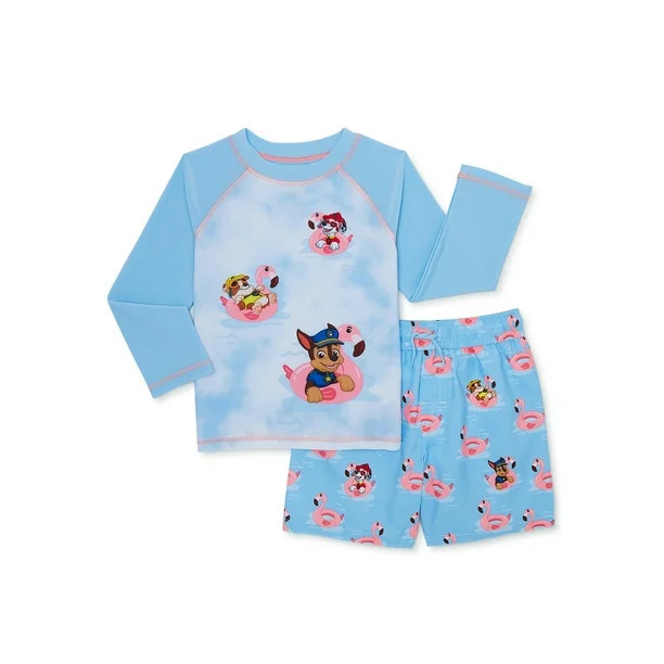 PAW Patrol Toddler Boy Long Sleeve Rashguard and Swim Trunks Set, 2-Piece, Sizes 12M-5T - Walmart... | Walmart (US)