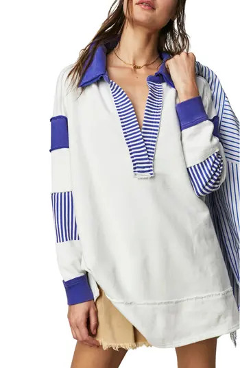 Free People Prep Oversized Polo in Ivory Combo at Nordstrom Rack, Size Medium | Nordstrom Rack