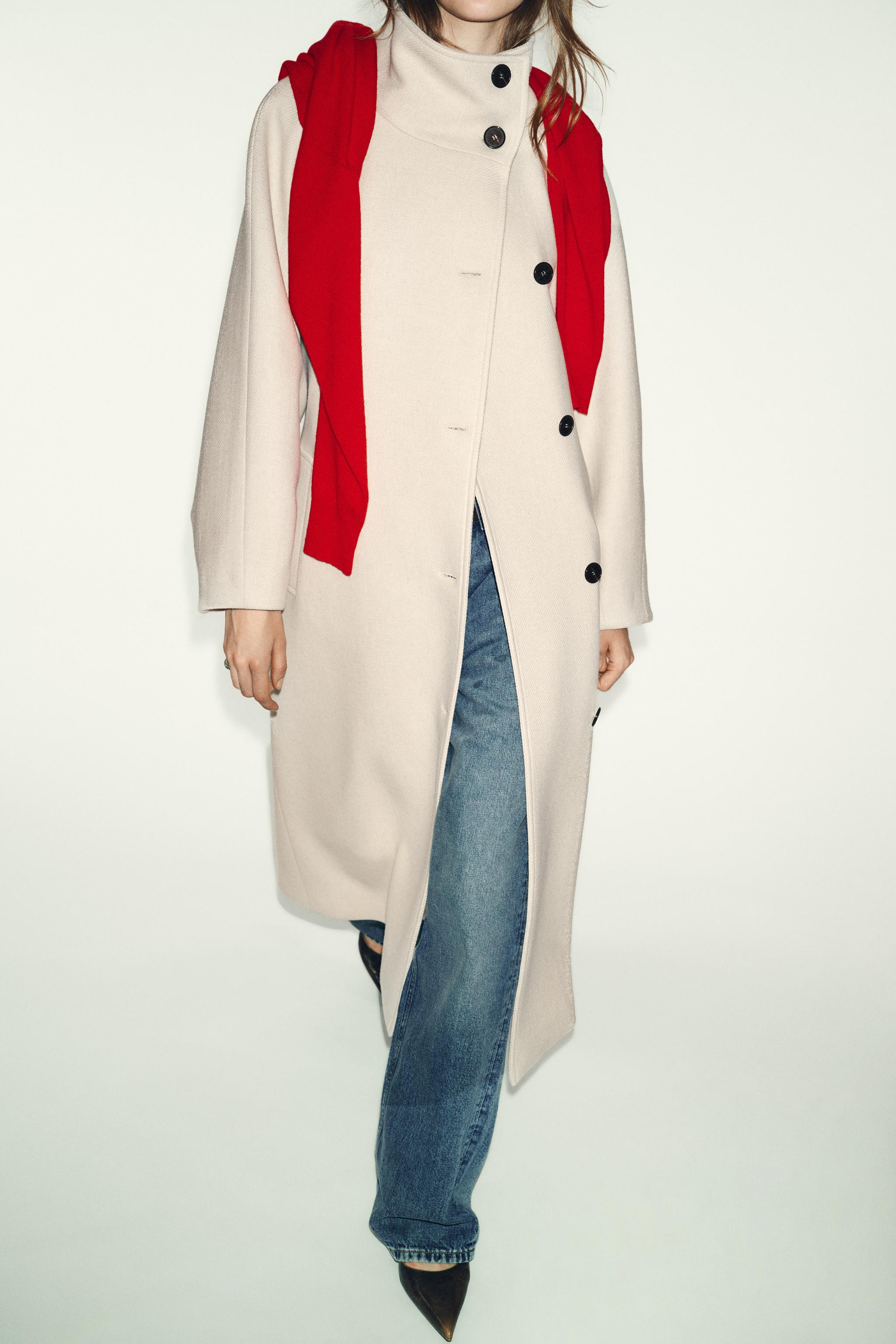 LONG WOOL COAT WITH HIGH NECK | Zara US