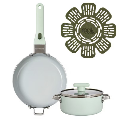 GoodCook 5pc Ceramic Nonstick Cookware Set Removable Handle Sage Green | Target