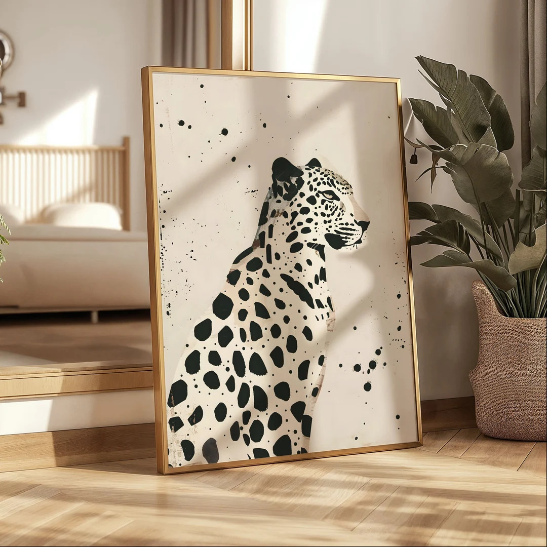 Minimal Cheetah Print Eclectic Cheetah Wall Art Preppy Leopard Poster Bohemian Animal Painting Qu... | Etsy (US)