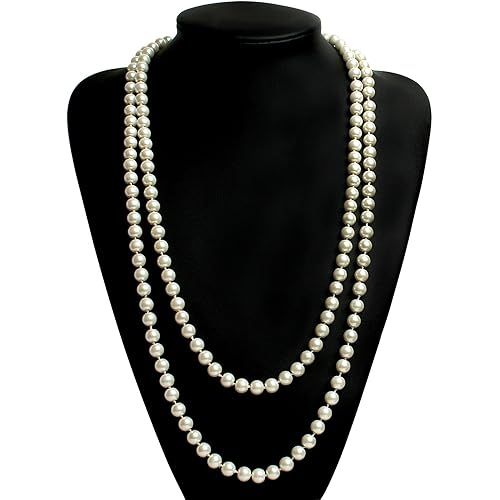 BABEYOND Art Deco Fashion Faux Pearls Flapper Beads Cluster Long Pearl Necklace 55" Diameter of P... | Amazon (US)