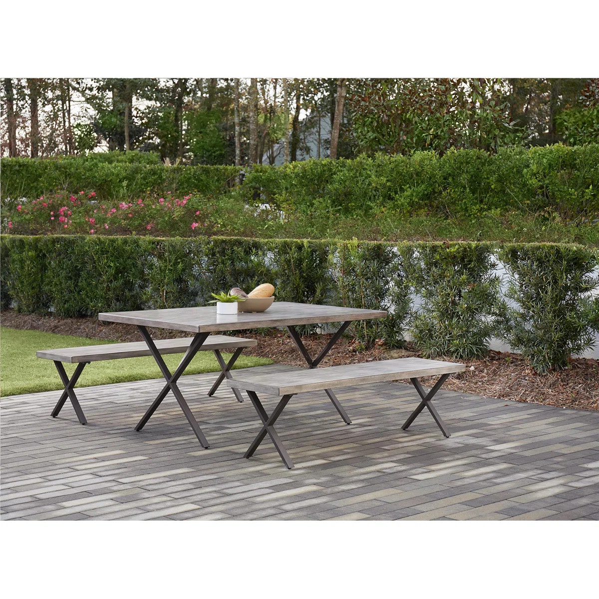 Fikes 4 - Person Metal Patio Dining Set with Rectangular Table | Wayfair UK