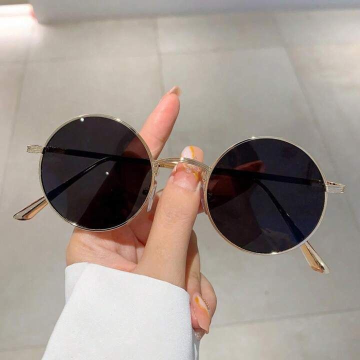 Vintage Round Small Frame Sunglasses Retro Art Punk Style Harajuku Chinese Wind Unisex Sunglasses | SHEIN