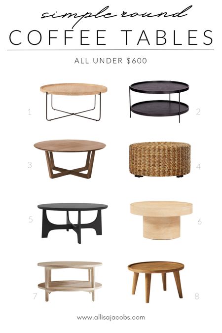 Curated list of round coffee tables all under $600! Perfect for smaller spaces or sectional couch layouts. Simple design for minimal and modern home decor. 

#LTKhome