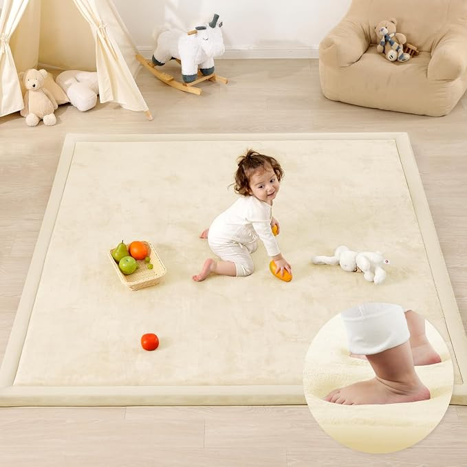 1.3" Thick Baby Play Mat for Floor Playpen, 50x50 Foam Tummy Time Mat, Padded Support Soft Plush ... | Amazon (US)