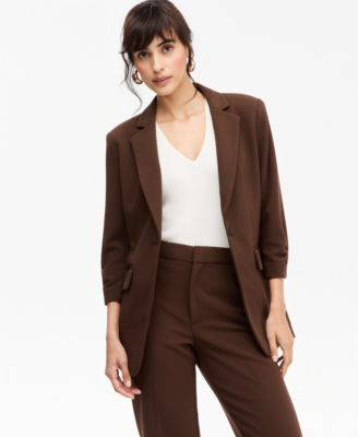 I.n.c. International Concepts Women's 3/4-Sleeve Single-Button Blazer, Macy's Exclusive - Magnolia Blossm | Macy's