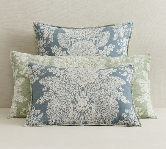 Kravet Heirloom Damask Reversible Quilted Sham | Pottery Barn (US)