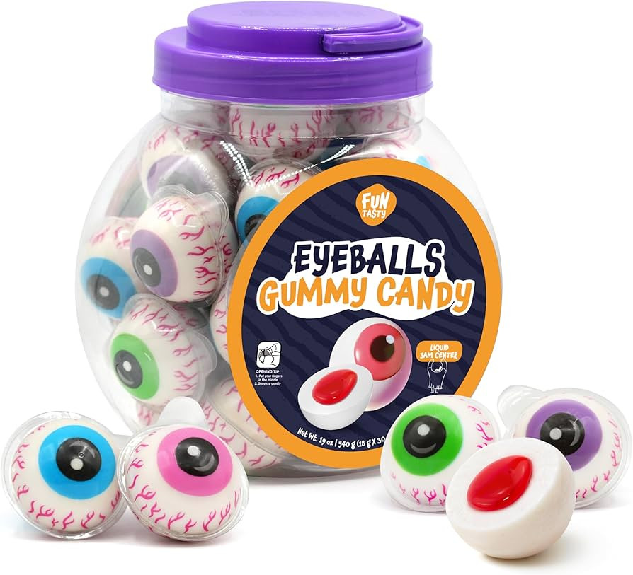 Eyeballs Gummy Candy - 19 Oz Jar (30 Count) - Strawberry Jelly Filled Gummies - Individually Wrap... | Amazon (US)