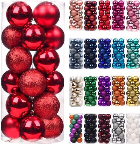 Emopeak 24Pcs Christmas Balls Ornaments for Xmas Christmas Tree - Shatterproof Christmas Tree Dec... | Amazon (US)