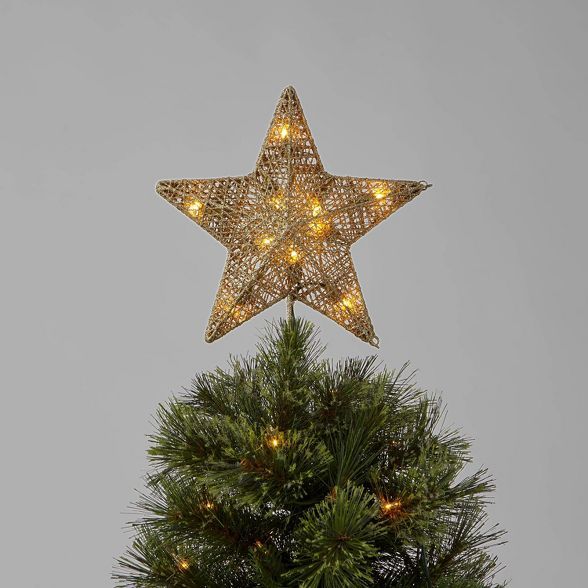 11in Lit Incandescent Glitter String Wrapped Star Tree Topper Gold - Wondershop™ | Target