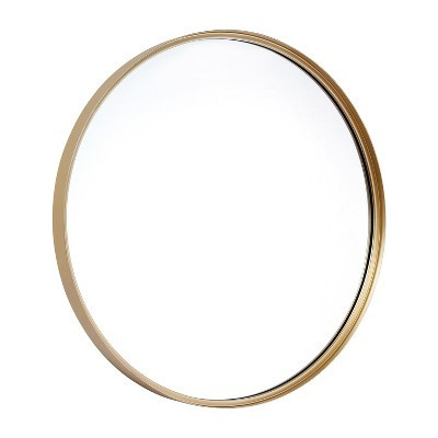 Emma and Oliver 27.5" Round Wall Mirror with Gold Metal Frame, Silver Backing for Clarity and Shatterproof Glass for Entryways, Bathrooms & More | Target