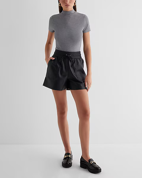 Supersoft Fitted Mock Neck Short Sleeve Bodysuit | Express