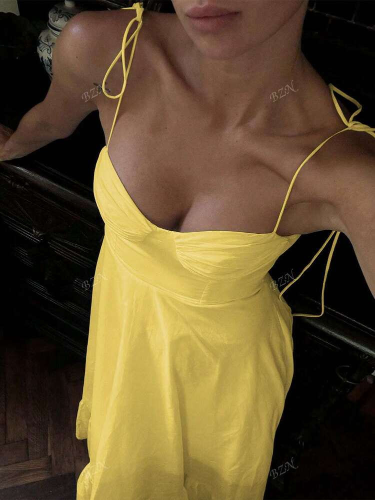 Novo Estilo Feminino Vestido Longo Solto Com Saia Camadas, Ombro De Renda Elegante Praia, Boêmio Sexy Costas Abertas Casual Moda Estilo A-Line, Primavera Verão Outono | SHEIN
