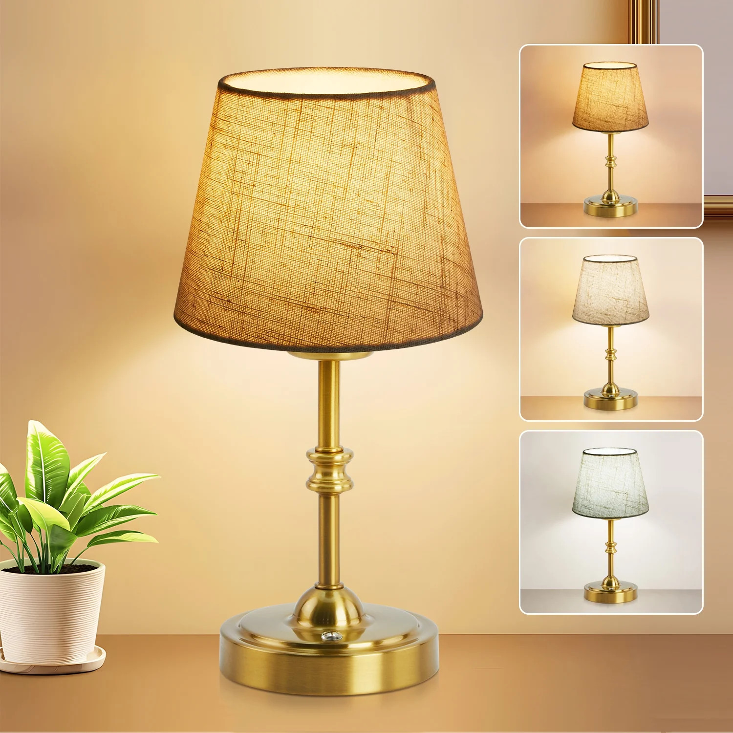 LAFAYTTE Cordless Table Lamp, Linen Shade Rechargeable Battery 3-Level Brightness Dimmable Desk L... | Walmart (US)